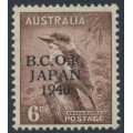 AUSTRALIA - 1946 6d dull brown Kookaburra, overprinted BCOF, MNH – SG # J4