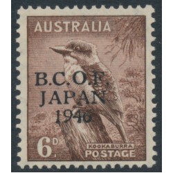 AUSTRALIA - 1946 6d dull brown Kookaburra, overprinted BCOF, MNH – SG # J4
