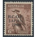 AUSTRALIA - 1946 6d dull brown Kookaburra, overprinted BCOF, MNH – SG # J4