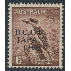 AUSTRALIA - 1946 6d dull brown Kookaburra, overprinted BCOF, MNH – SG # J4