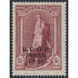 AUSTRALIA - 1948 5/- claret Robes on thin paper, overprinted BCOF, MNH – SG # J7a