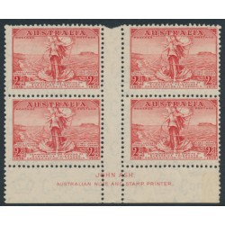 AUSTRALIA - 1936 2d red Telephone Cable, imprint block of 4, MNH – SG # 159