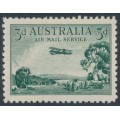 AUSTRALIA - 1929 3d green Airmail (vertical mesh paper), MNH – SG # 115