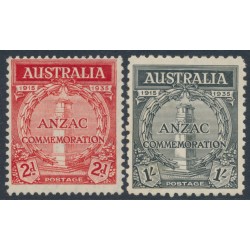 AUSTRALIA - 1935 2d red & 1/- black ANZAC Anniversary set of 2, MH – SG # 154-155
