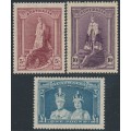 AUSTRALIA - 1948 5/- to £1 Robes set of 3 on thin paper, MH – SG # 176a-178a 