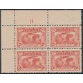 AUSTRALIA - 1931 2d red Airmail, plate 3 block of 4, MH – SG # 121