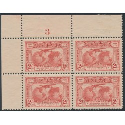 AUSTRALIA - 1931 2d red Airmail, plate 3 block of 4, MH – SG # 121