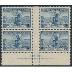 AUSTRALIA - 1936 3d blue Telephone Cable, Ash imprint block of 4, MH – ACSC # 170ze