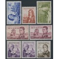 AUSTRALIA - 1963-65 4/- to £2 Navigators set of 8, MNH – SG # 355-360 + 358a + 359a 