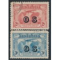 AUSTRALIA - 1931 2d red & 3d blue Kingsford Smith, o/p OS, CTO – SG # O123-O124  