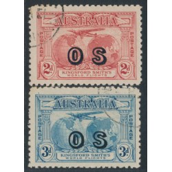 AUSTRALIA - 1931 2d red & 3d blue Kingsford Smith, o/p OS, CTO – SG # O123-O124  