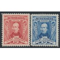 AUSTRALIA - 1930 1½d red & 3d blue Sturt set of 2, MNH – SG # 117-118