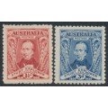 AUSTRALIA - 1930 1½d red & 3d blue Sturt set of 2, MNH – SG # 117-118