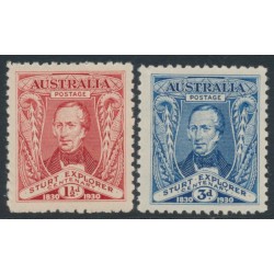AUSTRALIA - 1930 1½d red & 3d blue Sturt set of 2, MNH – SG # 117-118