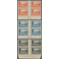 AUSTRALIA - 1934 2d to 1/- Victoria, perf. 10½, set of 3 imprint blocks, MH – SG # 147-149