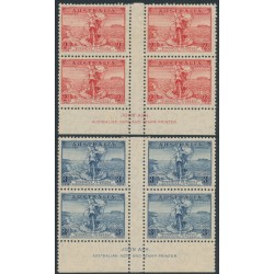 AUSTRALIA - 1936 Telephone Cable set of 2, imprint blocks of 4, MH – SG # 159-160