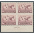 AUSTRALIA - 1937 1/6 dull claret Hermes, imprint block of 4, MH – ACSC # 162za