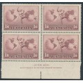 AUSTRALIA - 1937 1/6 dull claret Hermes, imprint block of 4, MH – ACSC # 162ze