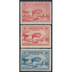 AUSTRALIA - 1932 2d red & 3d blue Sydney Harbour Bridge set of 3, MNH – SG # 141+142+144 
