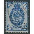 RUSSIA - 1889 7Kop blue Coat of Arms, with misplaced background, used – Michel # 49x