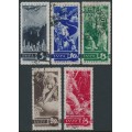 RUSSIA / USSR - 1935 Anniversary of WWI set of 5, horizontal watermark, used – Michel # 494Y-498Y