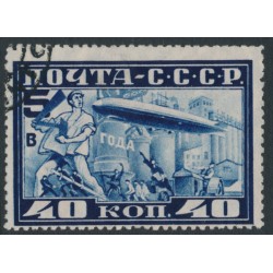 RUSSIA / USSR - 1930 40K deep blue Graf Zeppelin, perf. 10½, used – Michel # 390B