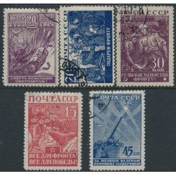 RUSSIA / USSR - 1942 20K to 45K Great Fatherland War set of 5, used – Michel # 842-846