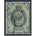 RUSSIA - 1868 3Kop black/green Arms, perf. 14½:15, vertically ribbed paper, used – Michel # 19y