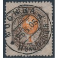 RUSSIA - 1904 1R brown/orange Arms, perf. 11½:11½, vertically laid paper, used – Michel # 44By