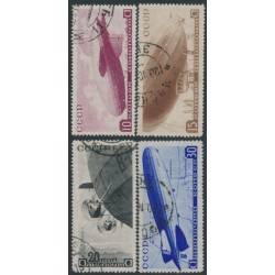 RUSSIA / USSR - 1934 10K to 30K Zeppelins set of 4, horizontal wmk, used – Michel # 484Y-487Y