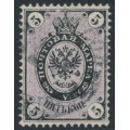 RUSSIA - 1868 5Kop black/purple Arms, perf. 14½:15, vertically ribbed paper, used – Michel # 20ya
