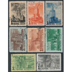 RUSSIA / USSR - 1950 Moscow Skyscrapers set of 8, used – Michel # 1527-1534 