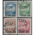 RUSSIA / USSR - 1924 Airmail overprints set of 4, used – Michel # 267-270