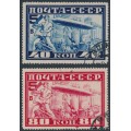 RUSSIA / USSR - 1930 Graf Zeppelin set of 2, perf. 12½, used – Michel # 390A-391A