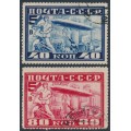 RUSSIA / USSR - 1930 Graf Zeppelin set of 2, perf. 10½, used – Michel # 390A-391A