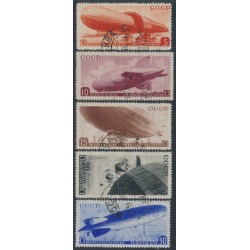 RUSSIA / USSR - 1934 Zeppelins set of 5, vertical watermarks, used – Michel # 483X-487X