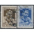 RUSSIA / USSR - 1932 Maxim Gorky set of 2, used – Michel # 412-413