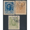 RUSSIA - 1915 10Kop to 20Kop Romanov Currency Stamps, used – Michel # 107-109