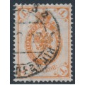 RUSSIA - 1902 1Kop orange Coat of Arms, pale background variety, used – Michel # 45yI