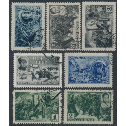 RUSSIA / USSR - 1942 Heroes of the Soviet Union set of 7, used – Michel # 829-835