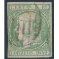 SPAIN - 1852 5R pale green Queen Isabella II, used – Michel # 15