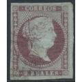 SPAIN - 1855 2R brown-violet Queen Isabella II, loops watermark, used – Michel # 34