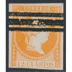 SPAIN - 1856 12Cs red-orange Queen Isabella II, unissued value, used – Michel # I