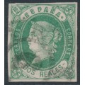 SPAIN - 1862 2R green on pale rose Queen Isabella II, used – Michel # 54
