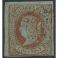 SPAIN - 1864 1R red-brown on green Queen Isabella II, used – Michel # 59