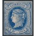 SPAIN - 1864 2R blue on rose Queen Isabella II, used – Michel # 60