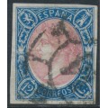 SPAIN - 1865 12Cs blue/rose Queen Isabella II, used – Michel # 63