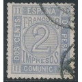 SPAIN - 1872 2c grey-lilac Newspaper Stamp, used – Michel # 110a