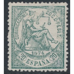 SPAIN - 1874 20c green Justice, MNG – Michel # 138