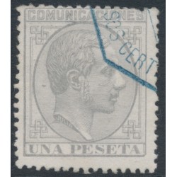SPAIN - 1875 1Pta grey King Alfonso XII, used – Michel # 173